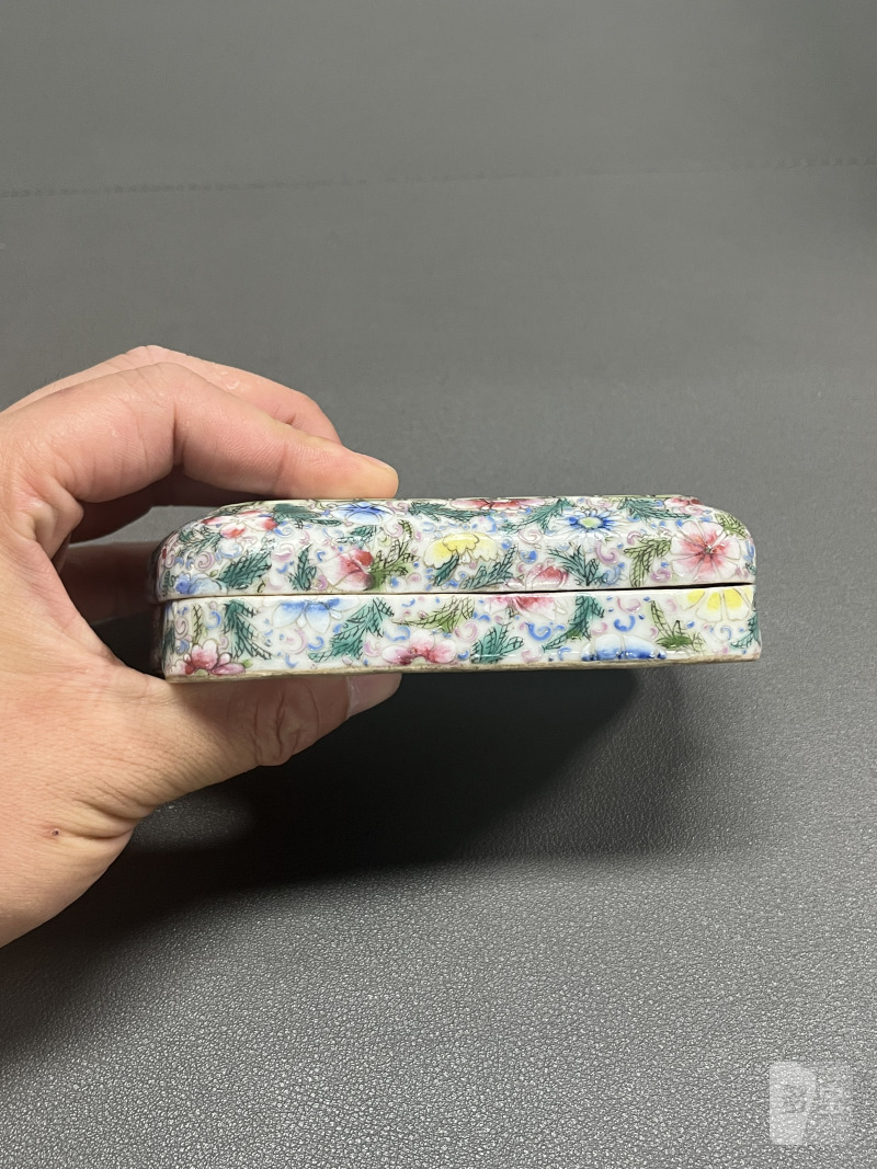 民国  粉彩繁花纹盖砚 - 图9
